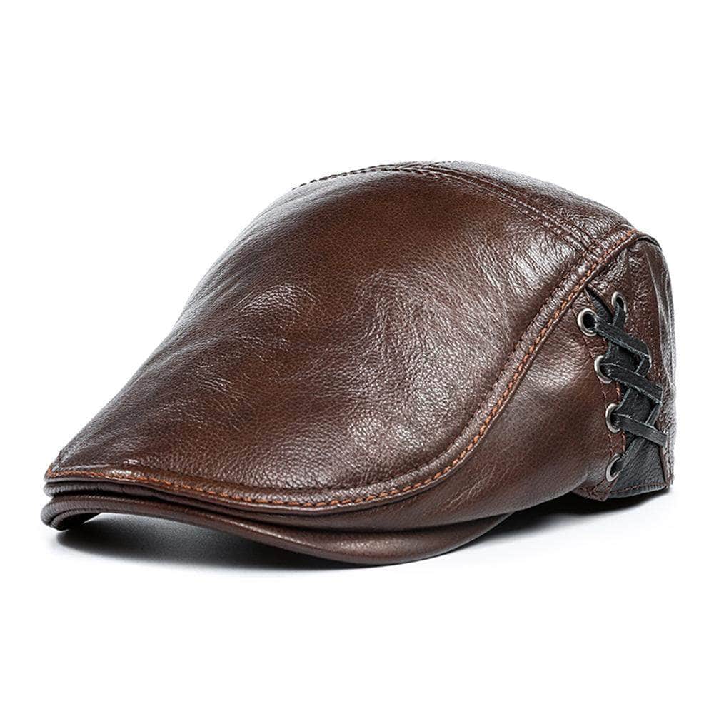 Casquette Biker Cuir Cuir Marron / L (55-56cm)