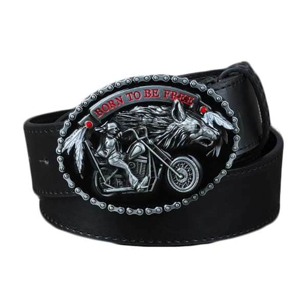 Ceinture Biker Américain Cuir Noir / 95cm