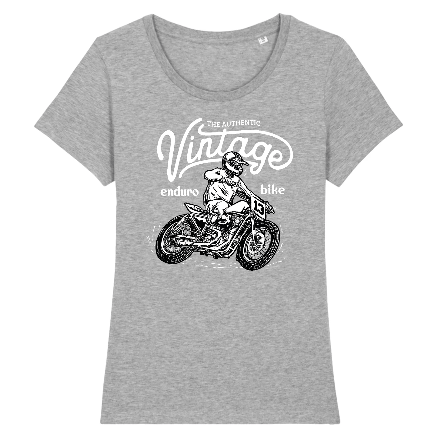 T-shirt Femme Moto Vintage XS / Gris