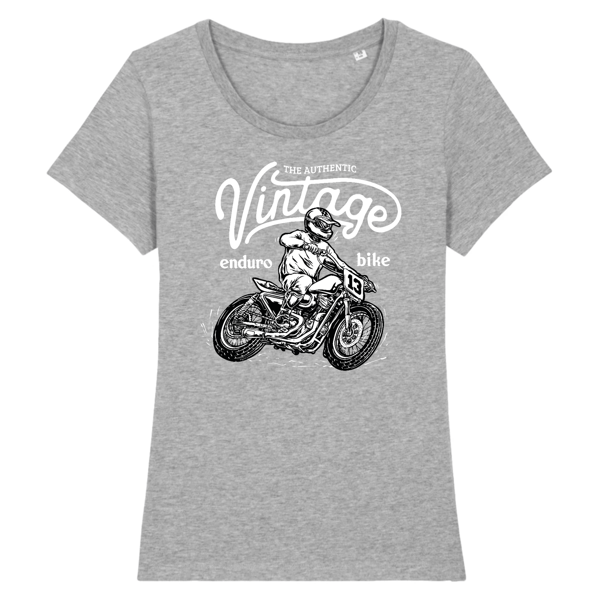 T-shirt Femme Moto Vintage XS / Gris