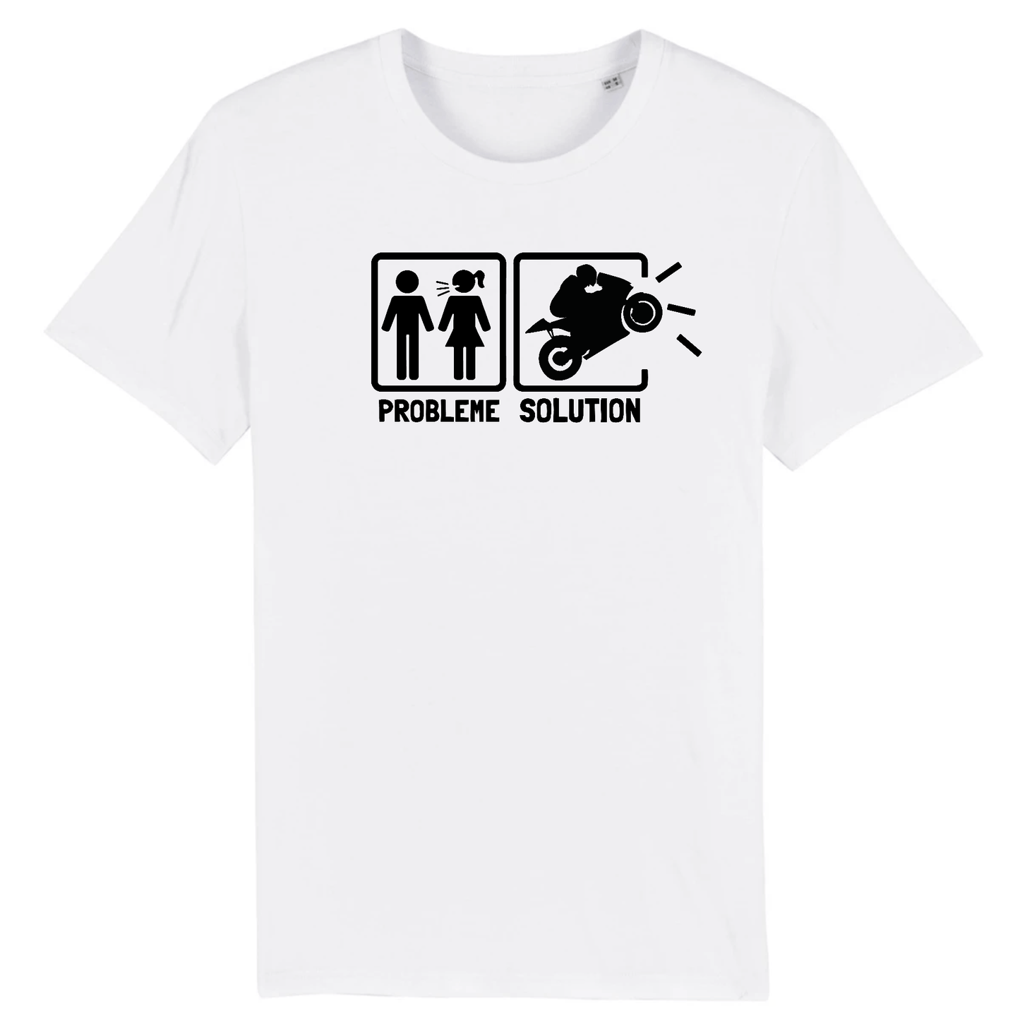 T-shirt Problème Solution Motard XS / Blanc