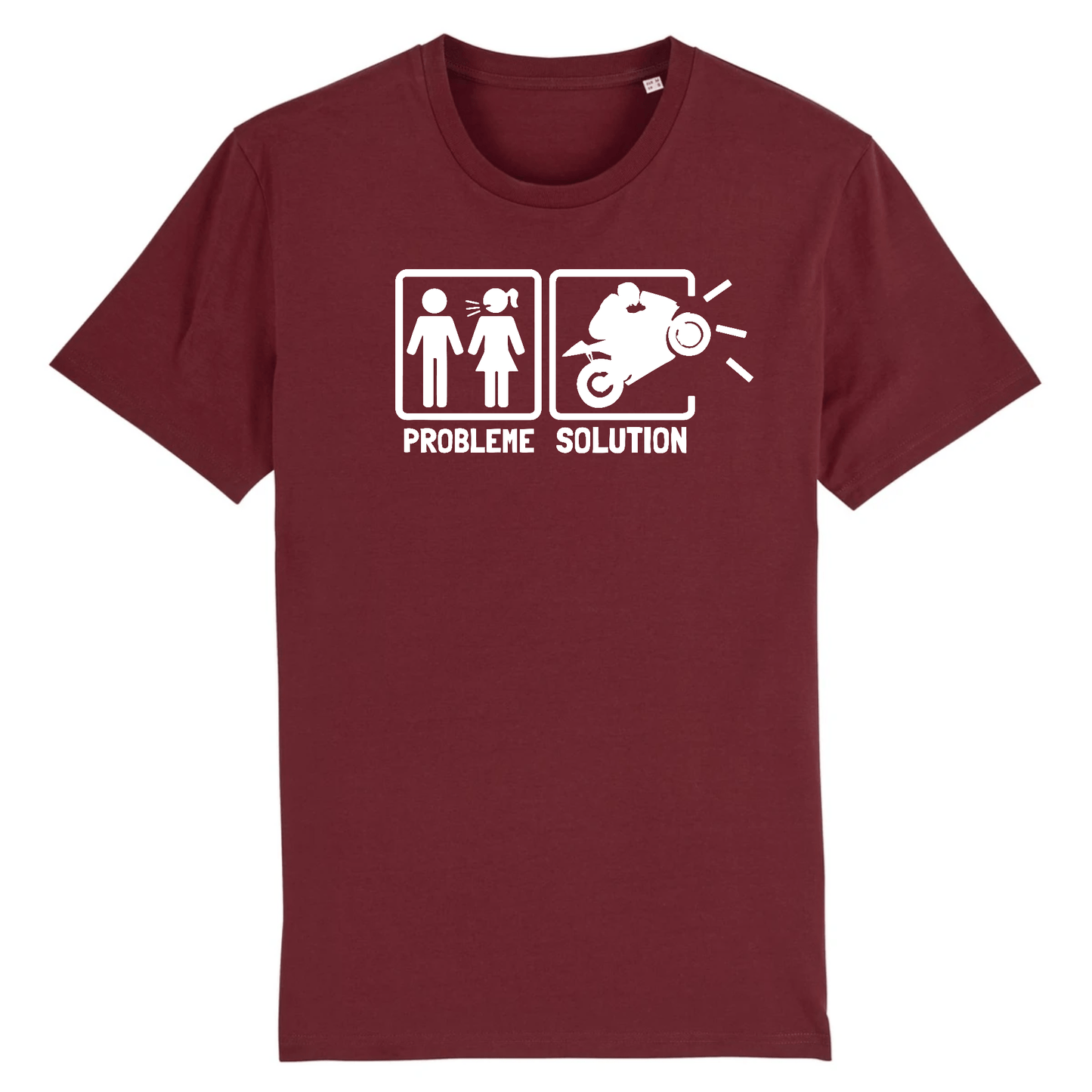 T-shirt Problème Solution Motard XS / Bordeaux