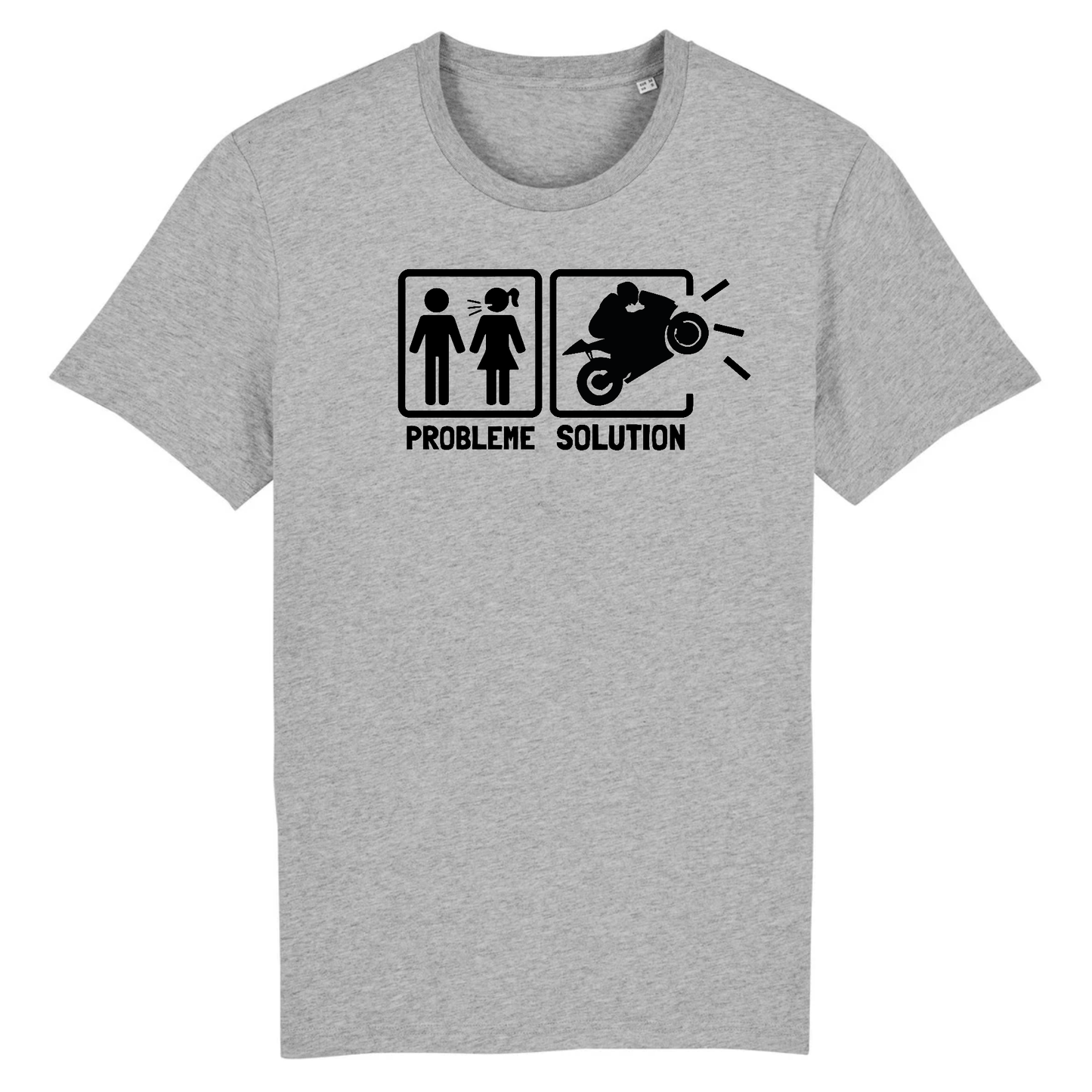 T-shirt Problème Solution Motard XS / Gris