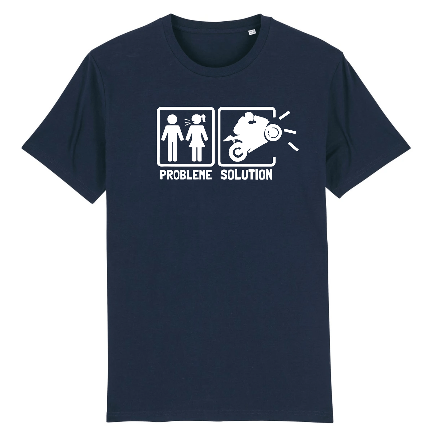 T-shirt Problème Solution Motard XS / Marine