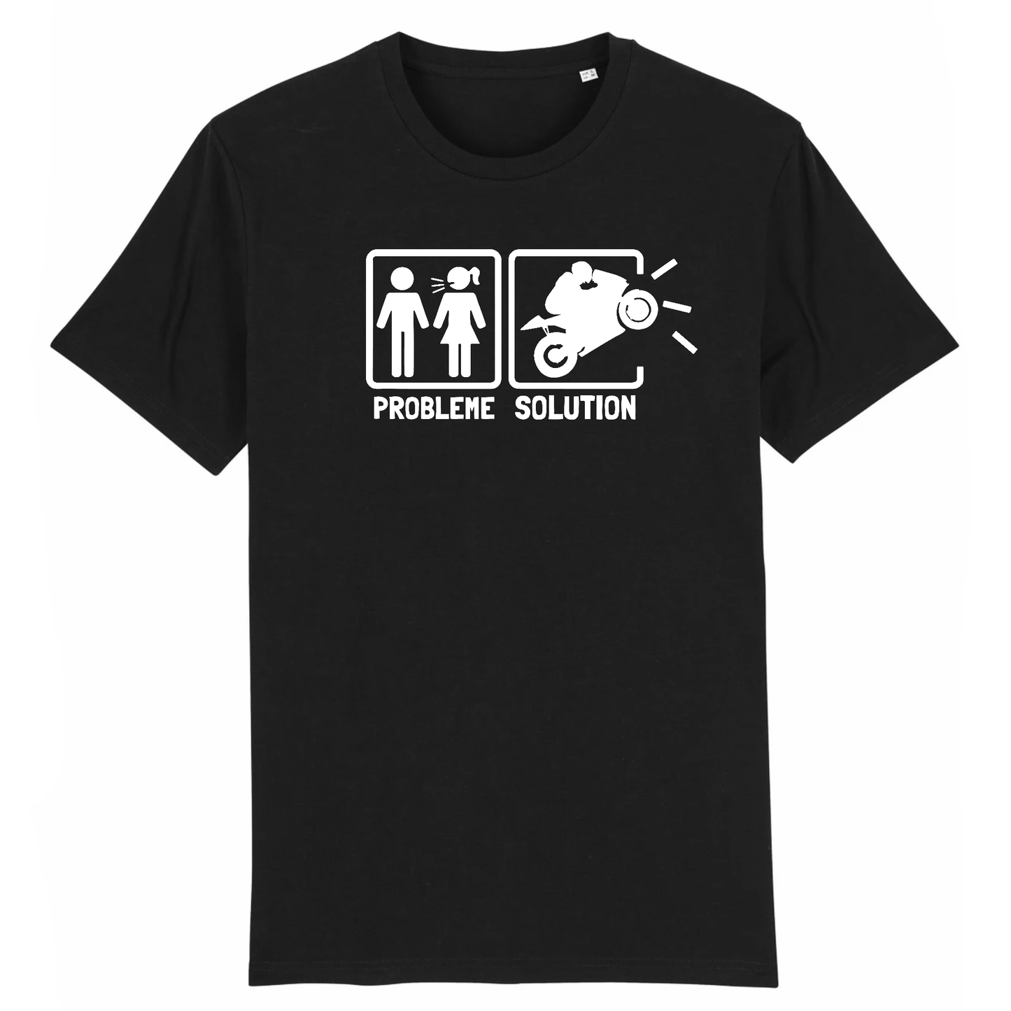 T-shirt Problème Solution Motard XS / Noir