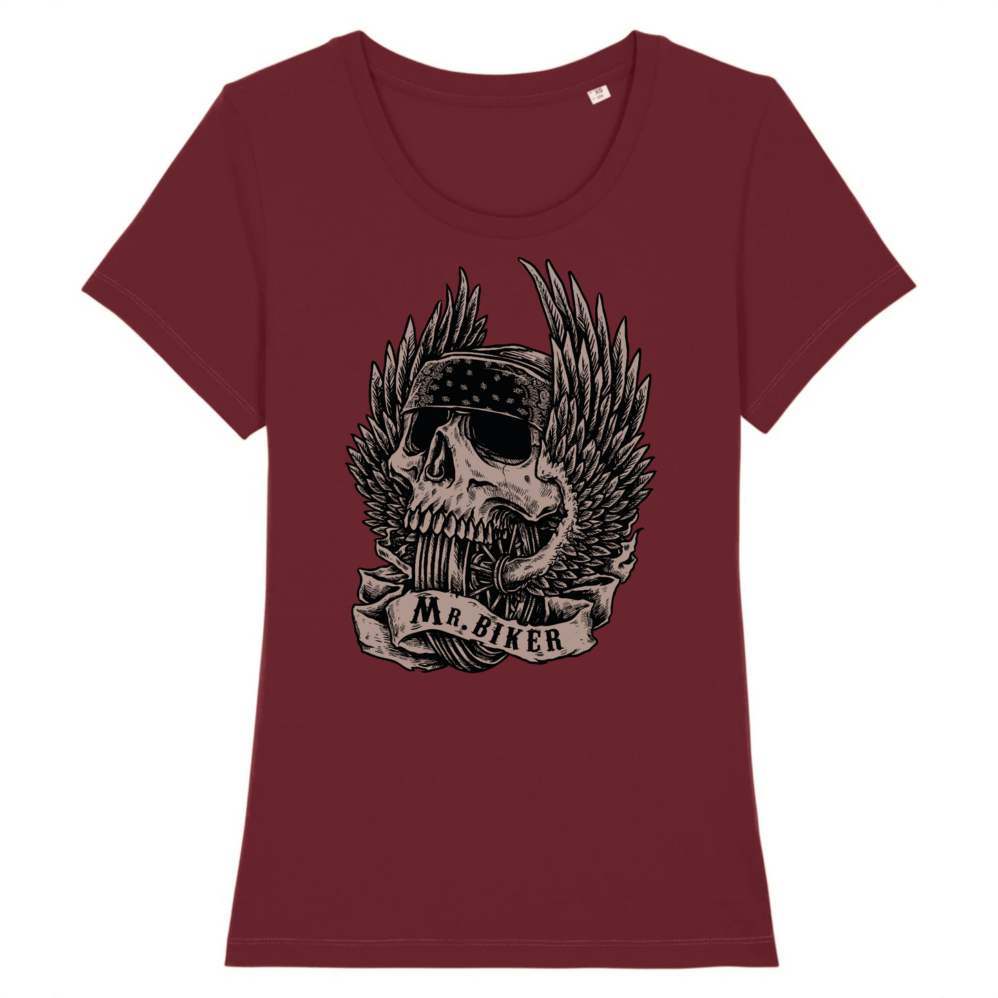 T-shirt Tête de Mort Femme | Mr.Biker XS / Bordeaux