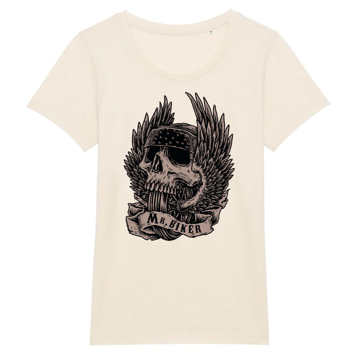T-shirt Tête de Mort Femme | Mr.Biker XS / Naturel