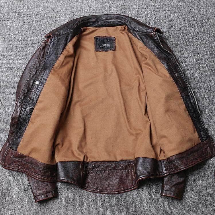 Veste Cuir Marron Vintage