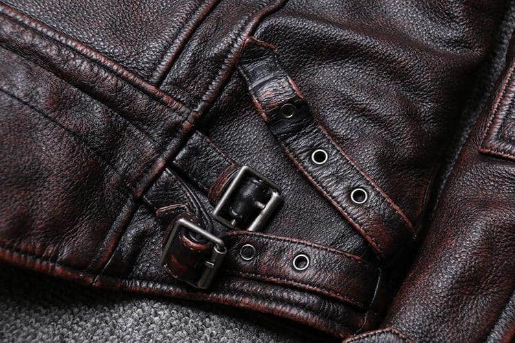Veste Cuir Marron Vintage