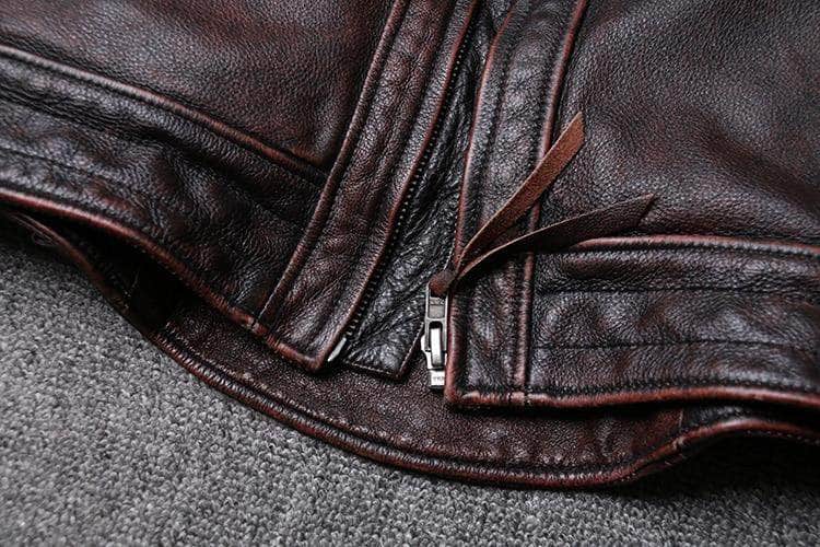 Veste Cuir Marron Vintage