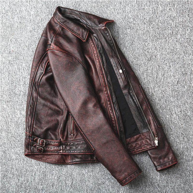 Veste Cuir Marron Vintage