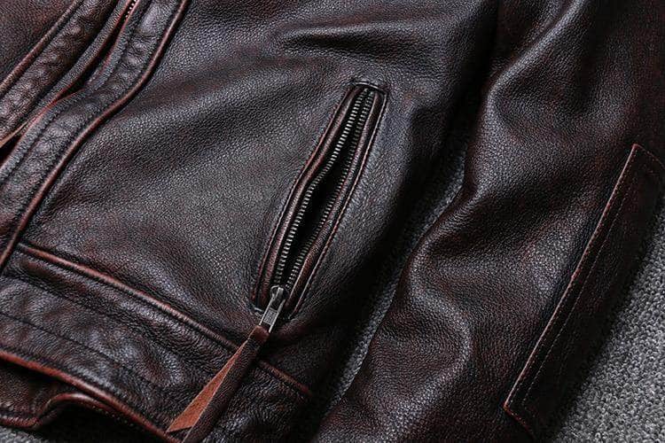 Veste Cuir Marron Vintage