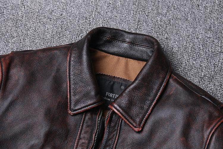 Veste Cuir Marron Vintage