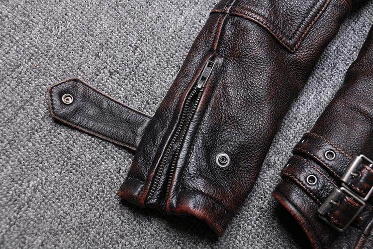 Veste Cuir Marron Vintage