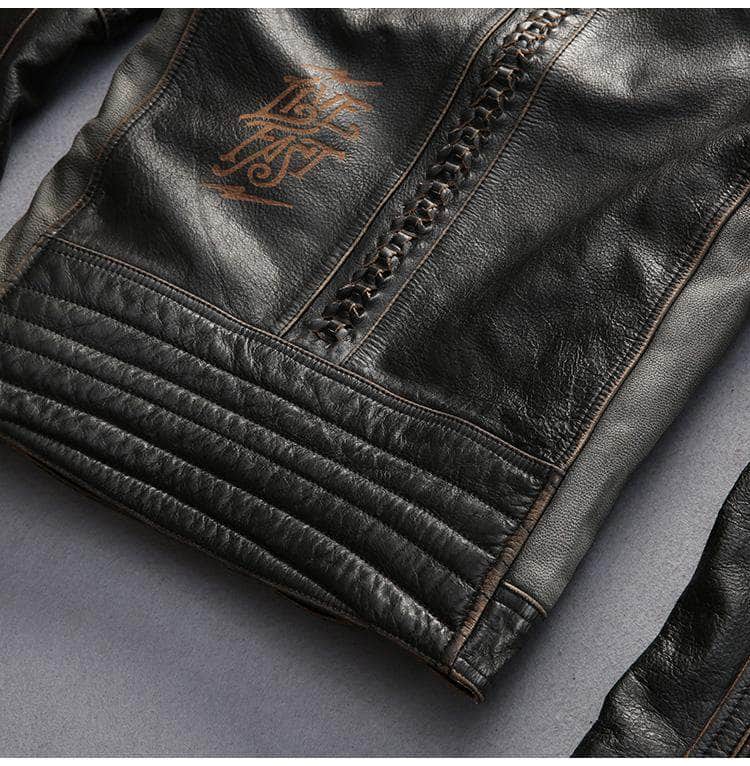 Veste en Cuir Style Biker Homme