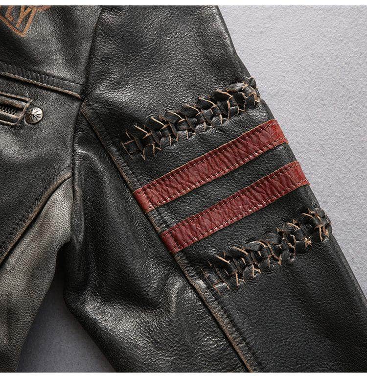 Veste en Cuir Style Biker Homme