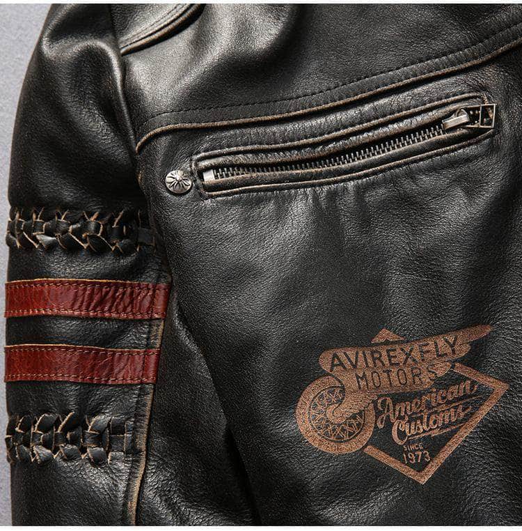 Veste en Cuir Style Biker Homme
