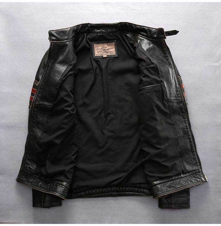 Veste en Cuir Style Biker Homme