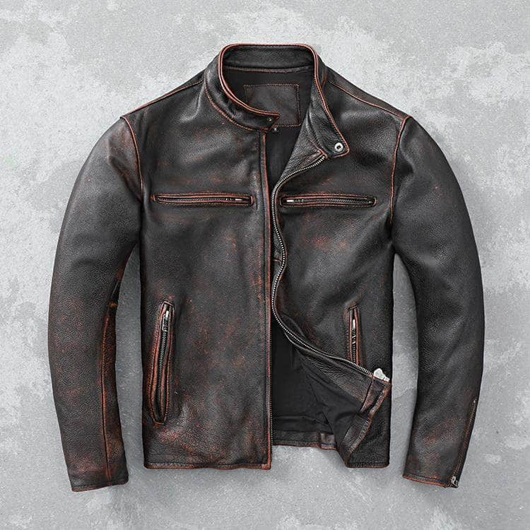 Veste en cuir vintage homme