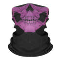 Chapeau De Noël Adulte Motif Tête De Mort Violet – En Tissu Peluche Polyester, Avec Bord Et Pompon Blancs – Pour Fêtes, Halloween, événements - 2