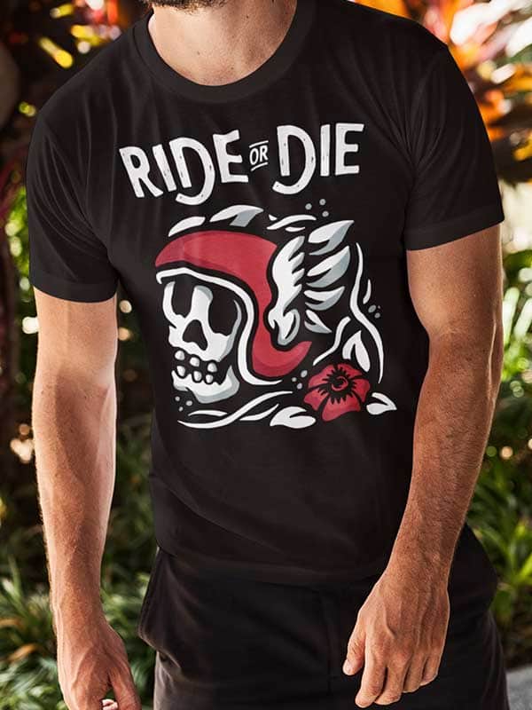 T-shirt Biker - Ride or Die Skull - Mr. Biker
