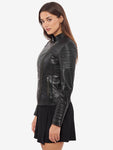 Veste Motarde <br>Cuir Véritable Rouge