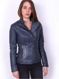 Veste Motarde <br>Cuir Véritable Rouge