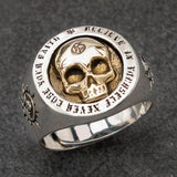 Bague Biker <br>Crâne Gothique (Argent)
