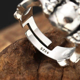Bague Biker <br>Crâne Aile d'Ange (Argent)