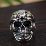Bague Biker <br>Crâne Casqué (Argent)
