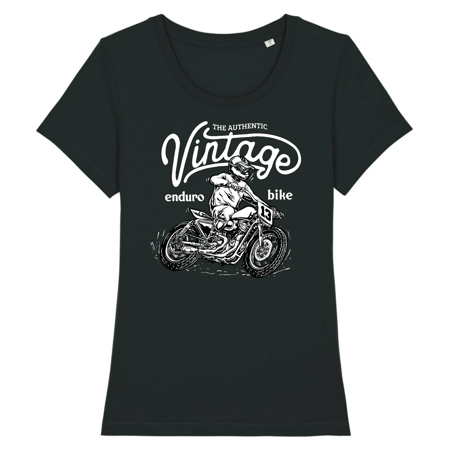 T-shirt Femme Moto Vintage XS / Noir