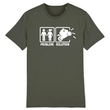 T-shirt Problème Solution Motard XS / Kaki