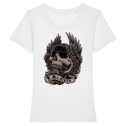 T-shirt Tête de Mort Femme | Mr.Biker XS / Blanc
